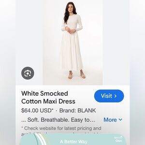 Dress blank White Smocked Cotton Maxi Dress large